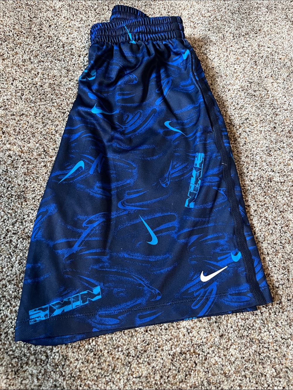 Boy’s size XL Nike Black & Blue Allover Logo Athletic Shorts